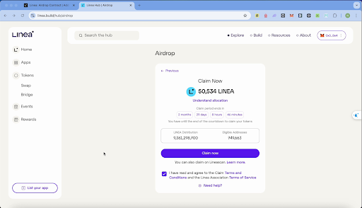 Linea Token Transaction